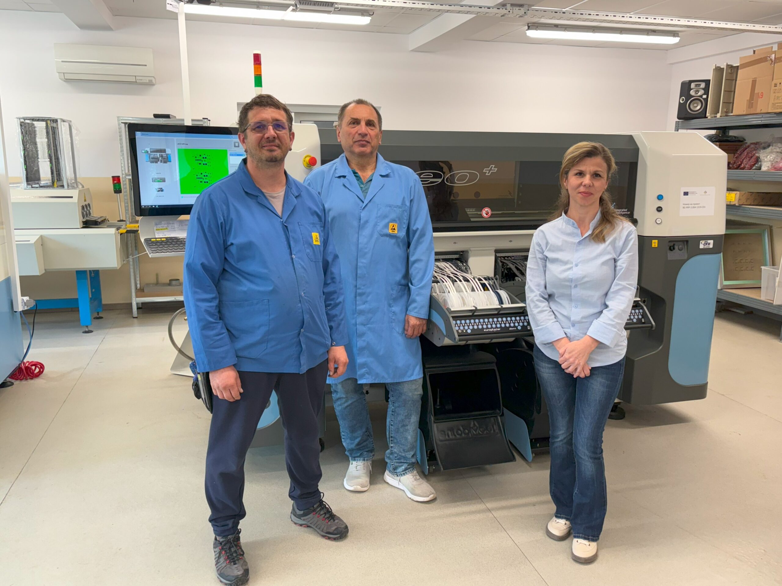 Zhenya Chausheva, CEO of ProfiAnts with Venelin Mitev - SMT manager and Chavdar Gichev, General Manager of Abracotest EOOD, Europlacer’s partner for the Bulgarian market